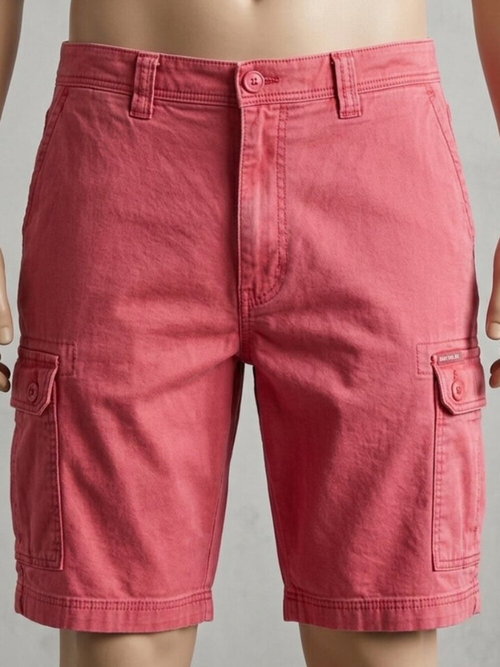 ST JOHN'S BAY Men's 42 Utility Cargo Shorts Red Gorpcore Comfort Stretch Preppy